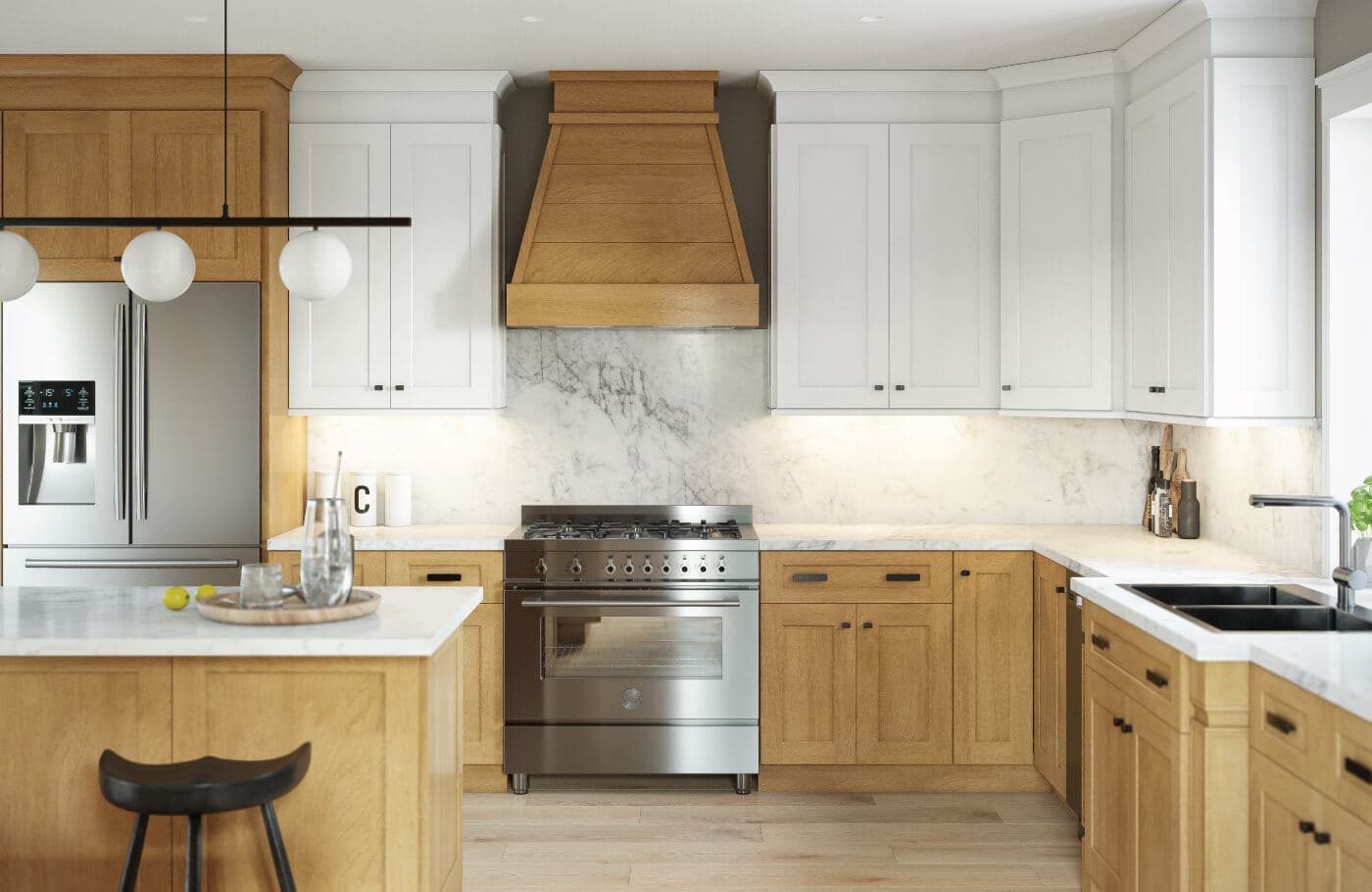 Fabuwood Allure Galaxy Timber and Frost two-tone kitchen