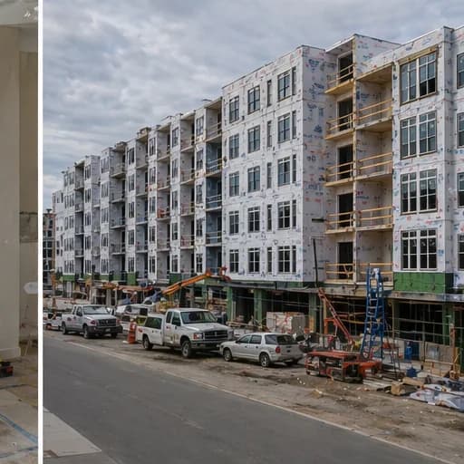 Completed multi-unit residential building exterior