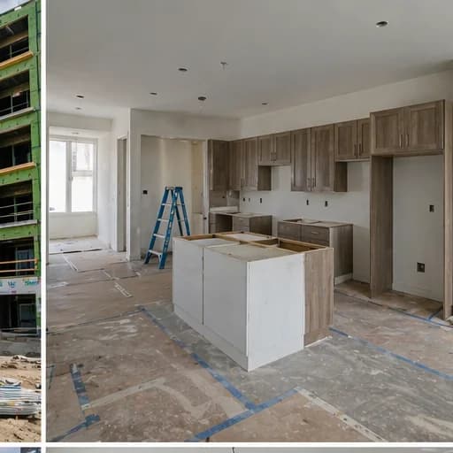 Kitchen cabinets being installed in a residential unit under construction