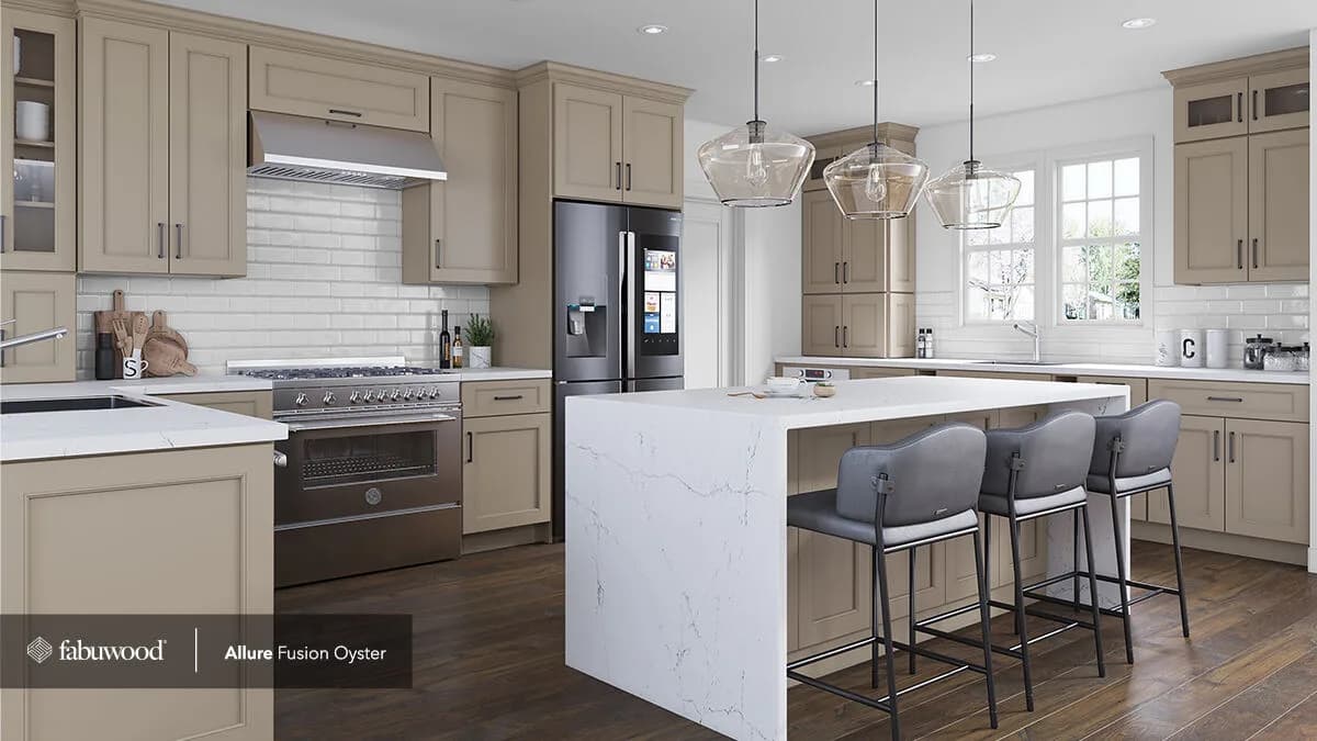 Fabuwood Allure Fusion Oyster kitchen with marble countertops Fabuwood Allure Fusion Oyster kitchen with marble countertops
