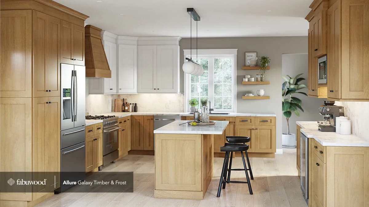 Fabuwood Allure Galaxy Timber and Frost kitchen full view Fabuwood Allure Galaxy Timber and Frost kitchen full view